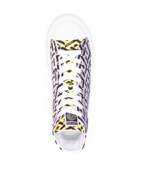 Baskets montantes en toile imprimées violet clair Versace