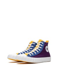 Baskets montantes en toile imprimées violettes Converse