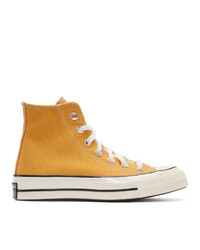 Baskets montantes en toile jaunes Converse