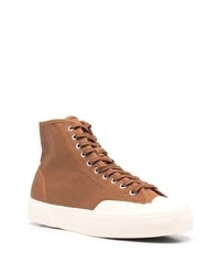 Baskets montantes en toile marron Superga