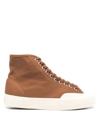 Baskets montantes en toile marron Superga