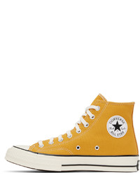 Baskets montantes en toile moutarde Converse