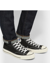 Baskets montantes en toile noires et blanches Converse