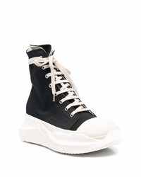 Baskets montantes en toile noires et blanches Rick Owens DRKSHDW