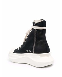 Baskets montantes en toile noires et blanches Rick Owens DRKSHDW