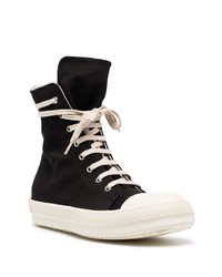 Baskets montantes en toile noires et blanches Rick Owens DRKSHDW