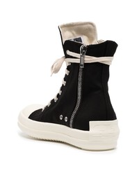 Baskets montantes en toile noires et blanches Rick Owens DRKSHDW