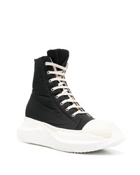 Baskets montantes en toile noires et blanches Rick Owens DRKSHDW