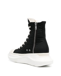 Baskets montantes en toile noires et blanches Rick Owens DRKSHDW