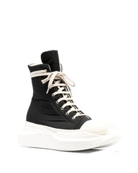 Baskets montantes en toile noires et blanches Rick Owens DRKSHDW