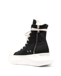 Baskets montantes en toile noires et blanches Rick Owens DRKSHDW