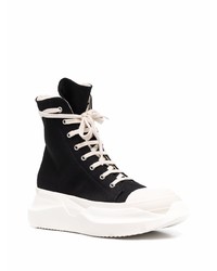 Baskets montantes en toile noires et blanches Rick Owens DRKSHDW