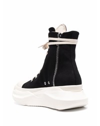 Baskets montantes en toile noires et blanches Rick Owens DRKSHDW