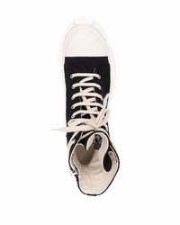 Baskets montantes en toile noires et blanches Rick Owens DRKSHDW