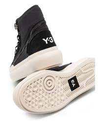 Baskets montantes en toile noires et blanches Y-3