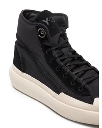 Baskets montantes en toile noires et blanches Y-3