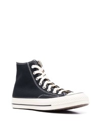 Baskets montantes en toile noires et blanches Converse