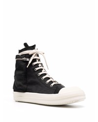 Baskets montantes en toile noires et blanches Rick Owens DRKSHDW