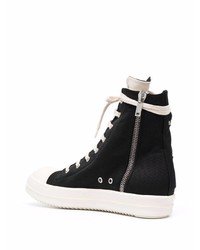 Baskets montantes en toile noires et blanches Rick Owens DRKSHDW