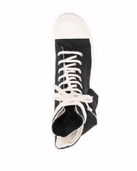 Baskets montantes en toile noires et blanches Rick Owens DRKSHDW