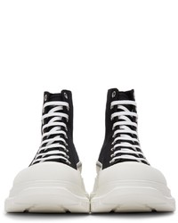 Baskets montantes en toile noires et blanches Alexander McQueen