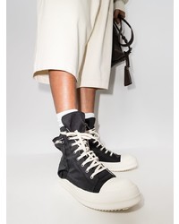 Baskets montantes en toile noires et blanches Rick Owens DRKSHDW