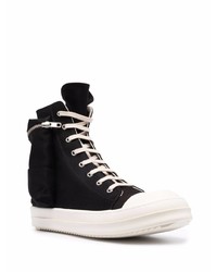 Baskets montantes en toile noires et blanches Rick Owens DRKSHDW