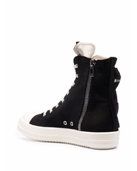 Baskets montantes en toile noires et blanches Rick Owens DRKSHDW