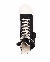 Baskets montantes en toile noires et blanches Rick Owens DRKSHDW