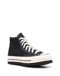 Baskets montantes en toile noires et blanches Converse