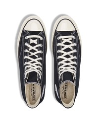 Baskets montantes en toile noires et blanches Converse