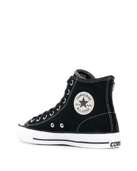 Baskets montantes en toile noires et blanches Converse