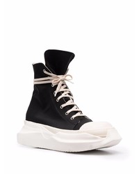 Baskets montantes en toile noires et blanches Rick Owens DRKSHDW