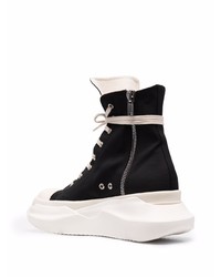 Baskets montantes en toile noires et blanches Rick Owens DRKSHDW