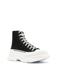 Baskets montantes en toile noires et blanches Alexander McQueen