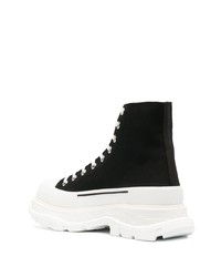 Baskets montantes en toile noires et blanches Alexander McQueen