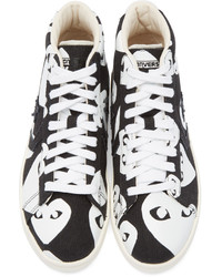 Baskets montantes en toile noires et blanches Comme des Garcons