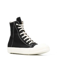 Baskets montantes en toile noires et blanches Rick Owens DRKSHDW