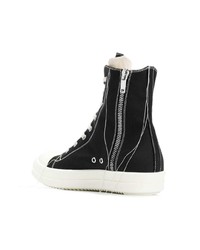 Baskets montantes en toile noires et blanches Rick Owens DRKSHDW