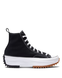 Baskets montantes en toile noires et blanches Converse