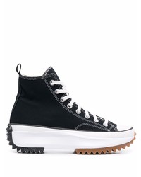 Baskets montantes en toile noires et blanches Converse