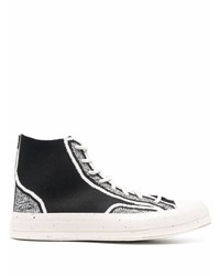 Baskets montantes en toile noires et blanches Converse