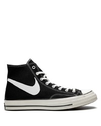 Baskets montantes en toile noires et blanches Converse