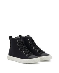 Baskets montantes en toile noires et blanches Giuseppe Zanotti