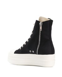 Baskets montantes en toile noires et blanches Rick Owens DRKSHDW