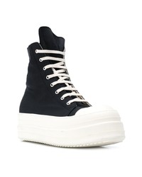 Baskets montantes en toile noires et blanches Rick Owens DRKSHDW