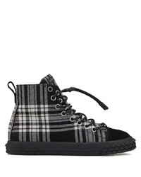 Baskets montantes en toile noires et blanches Giuseppe Zanotti