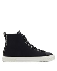 Baskets montantes en toile noires et blanches Giuseppe Zanotti