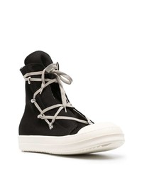 Baskets montantes en toile noires et blanches Rick Owens DRKSHDW