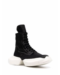 Baskets montantes en toile noires et blanches Rick Owens DRKSHDW